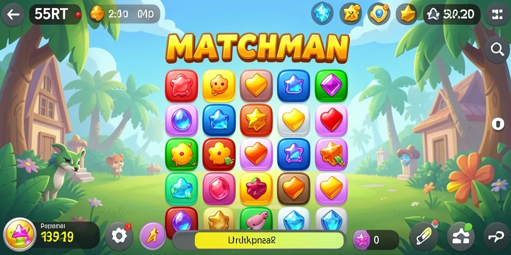 Tangkapan layar gameplay 55RT yang menggambarkan aksi mencocokkan yang seru.