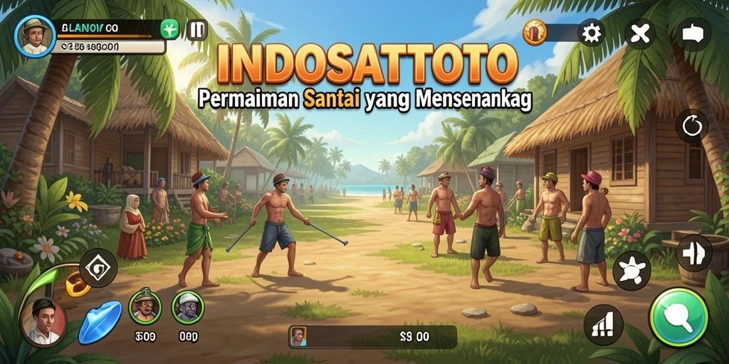 Tampilan gameplay menyenangkan INDOSATTOTO yang cerah dan menarik.