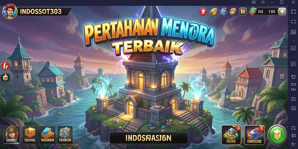 Tampilan gameplay menarik dari INDOSLOT303 dalam aksi Tower Defense.