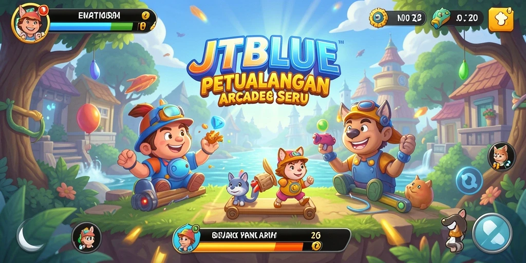 Menampilkan aksi seru dalam permainan arcade JTBLUE.