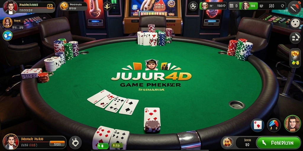 Tampilan screenshot JUJUR4D yang menunjukkan aksi permainan Poker.