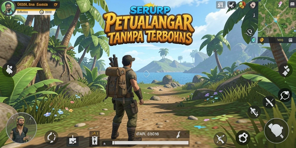 Tampilan gameplay SERURP yang menampilkan keindahan dunia terbuka.