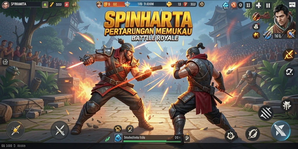 Tangkapan layar gameplay <strong>SPINHARTA</strong> yang mendebarkan dalam aksi Battle Royale.
