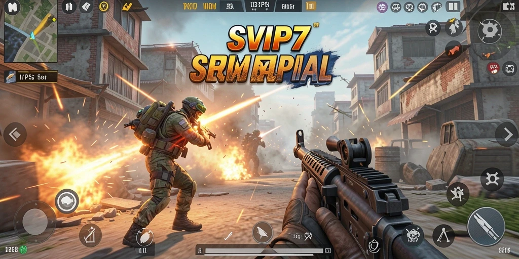 Screenshot utama SVIP7 menampilkan aksi pertempuran TPS yang mendebarkan.
