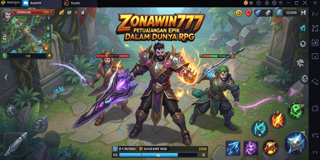 Screenshot permainan ZONAWIN777 menampilkan pertarungan seru dalam dunia RPG.